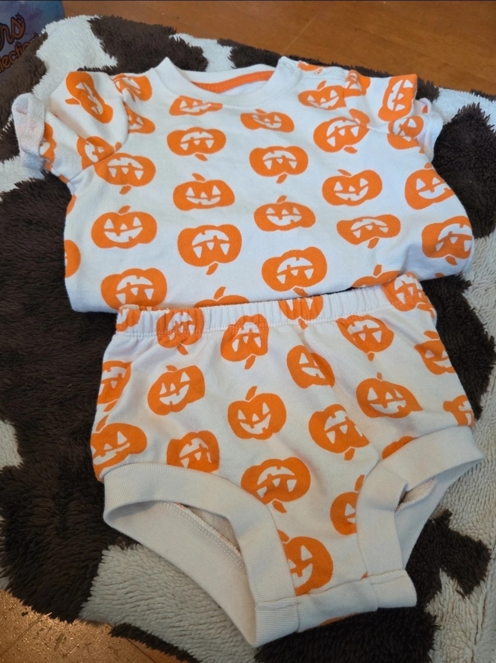 Cat & Jack Pumpkin Print Diaper Cover Set - Orange & White